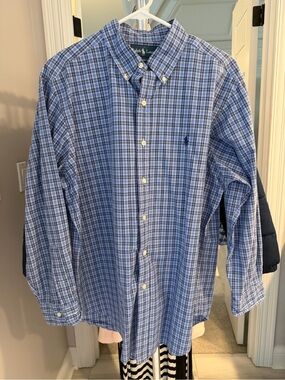 Ralph Lauren Light Blue & Navy Plaid Button-Down Shirt
